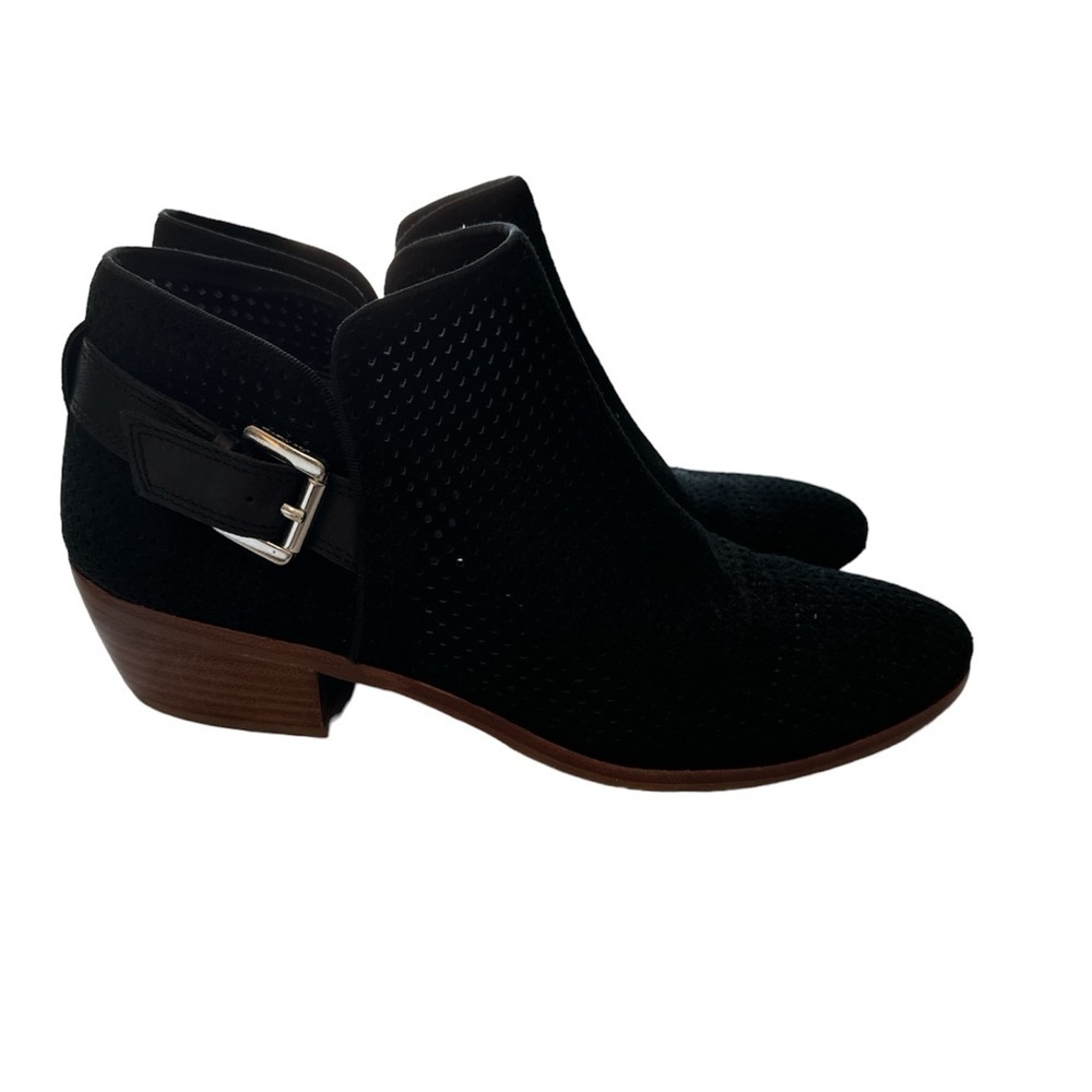 Sam Edelman Black Suede Ankle Booties with Brown Heel